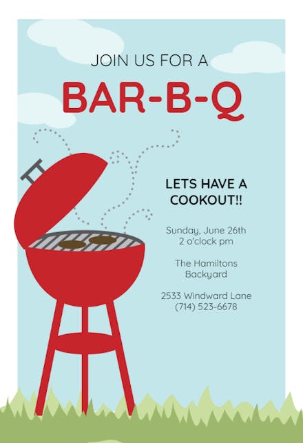Bbq Party Invitation Flyer Templates Free Greetings Island