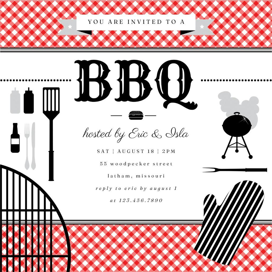 Bbq essentials - bbq party invitation