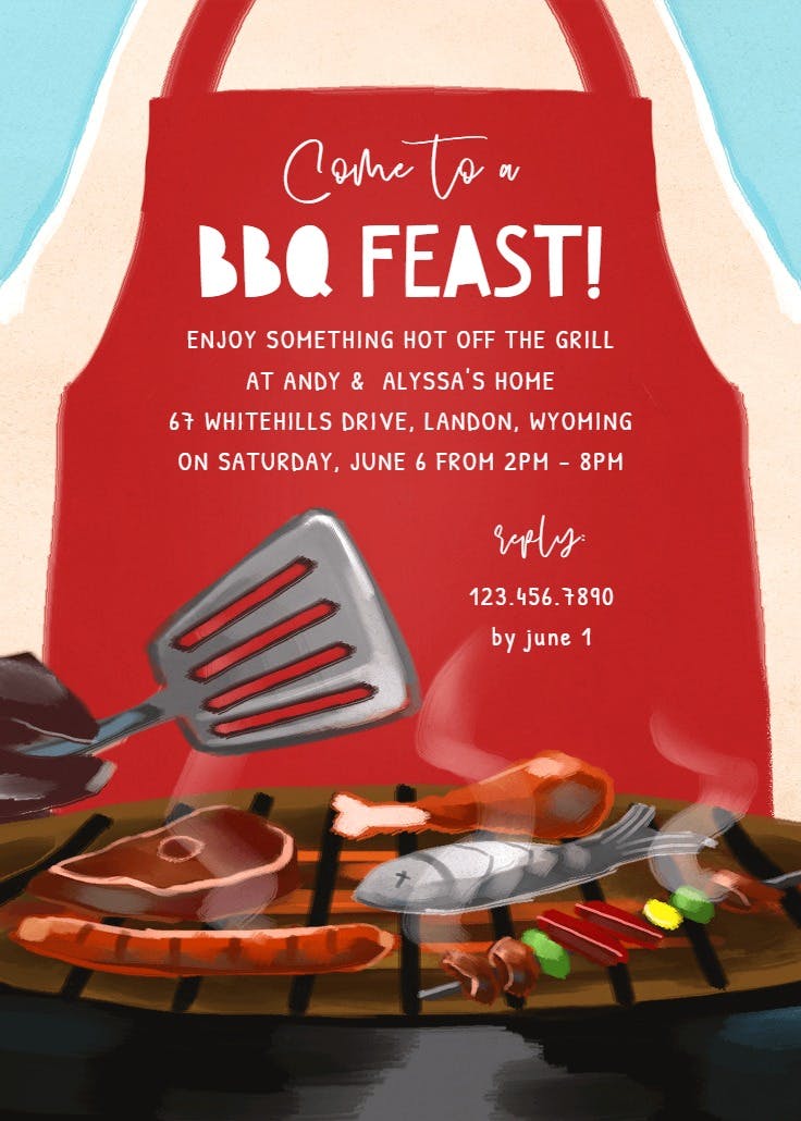 Bbq feast - bbq party invitation