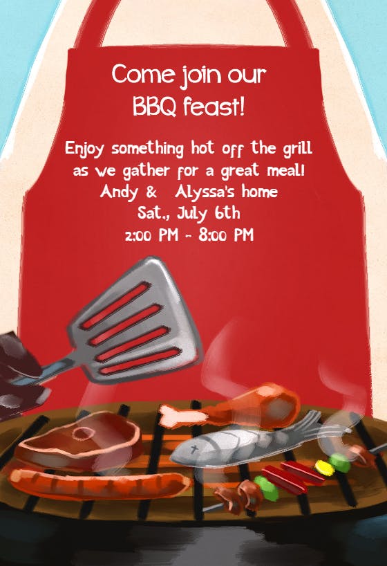 Bbq feast - party invitation