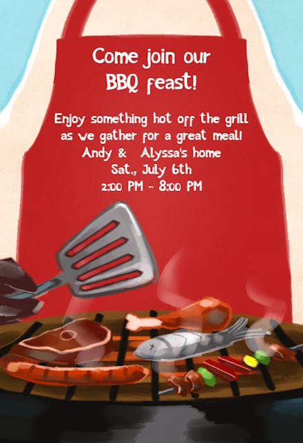 Bbq Party Invitation Flyer Templates Free Greetings Island