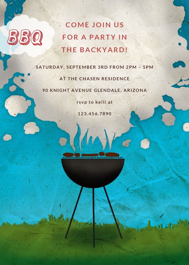 Bbq fun - bbq party invitation