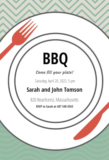 BBQ Plate - BBQ Party Invitation