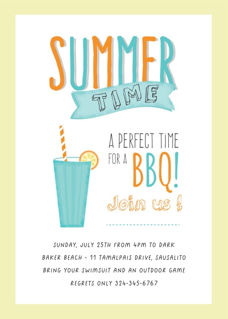 Bbq time - bbq party invitation