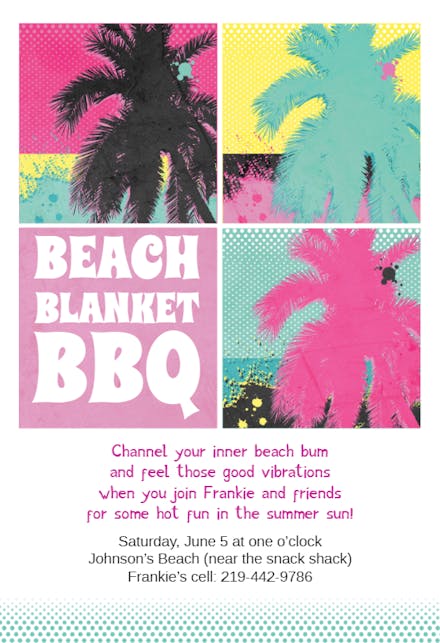 Beach Blanket Barbecue q Party Invitation Template Free Greetings Island