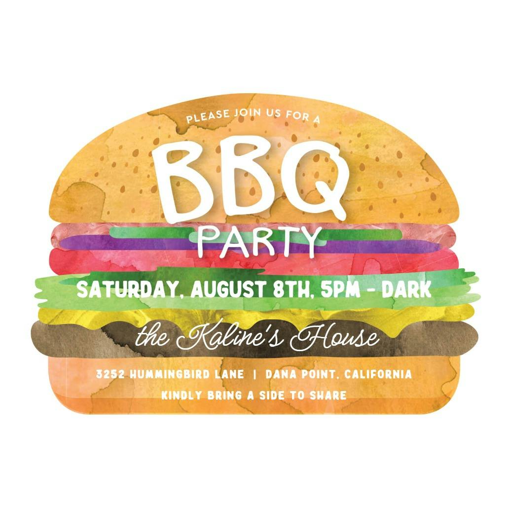 Burger - bbq party invitation