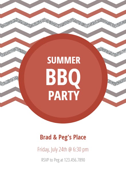 Chevron Circle BBQ - BBQ Party Invitation