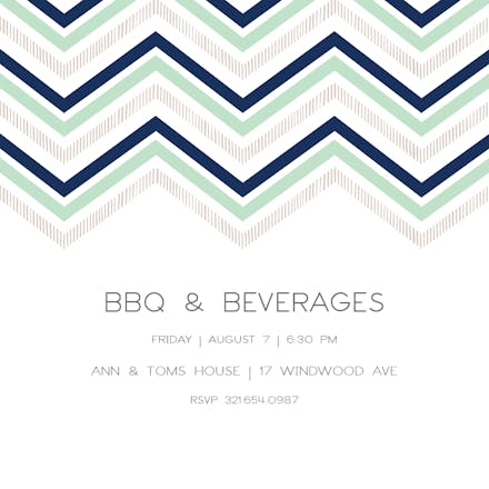 Chevron Valance BBQ - BBQ Party Invitation