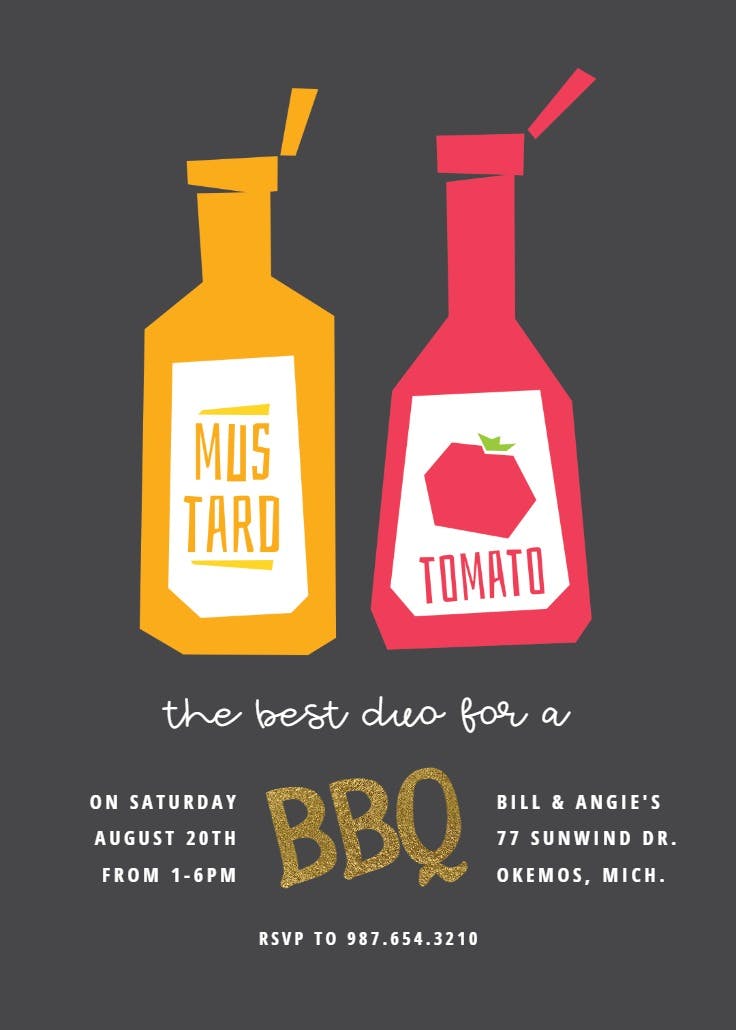 Duo - bbq party invitation