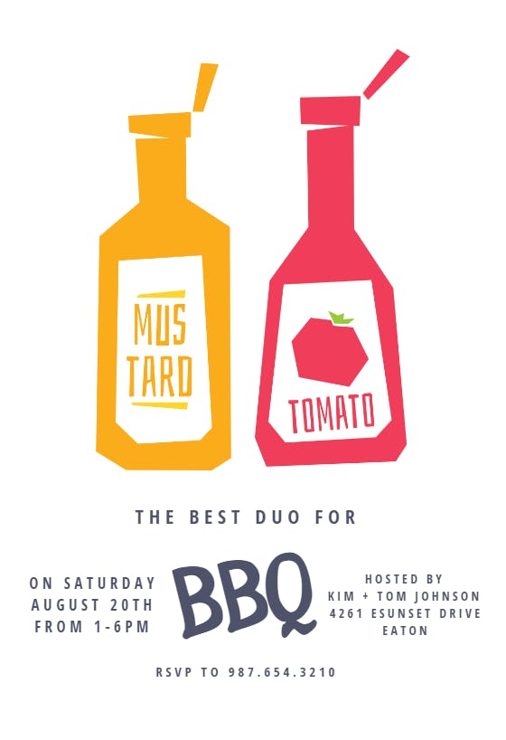Duo - bbq party invitation