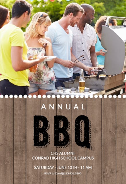 Fence and Photo - BBQ Party Invitation
