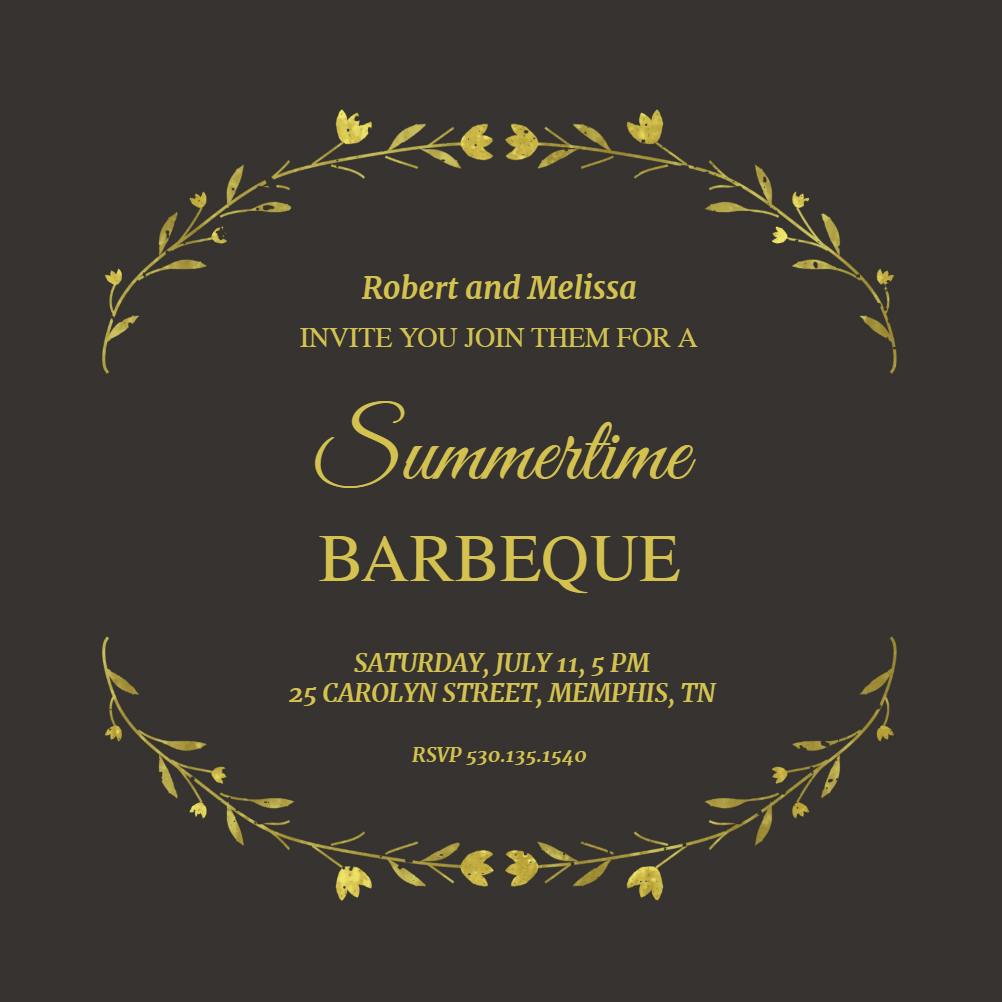 Floral arcs bbq -  invitación para barbacoa
