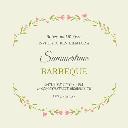 Floral Arcs BBQ - BBQ Party Invitation