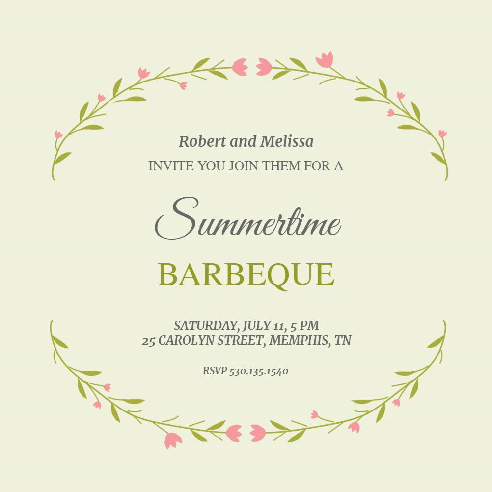 Floral arcs bbq - bbq party invitation