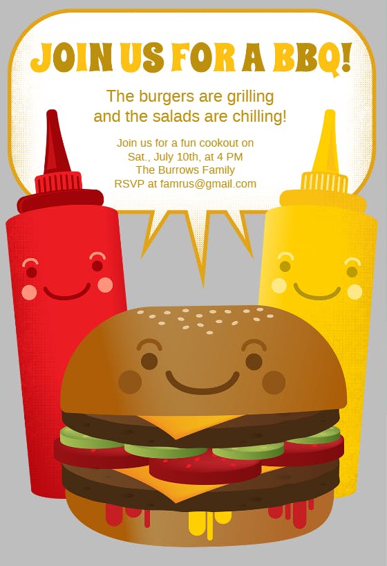 Fun cookout - bbq party invitation