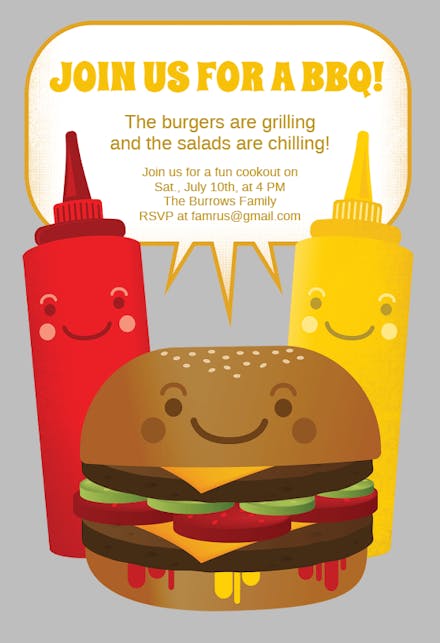 Fun cookout - bbq party invitation