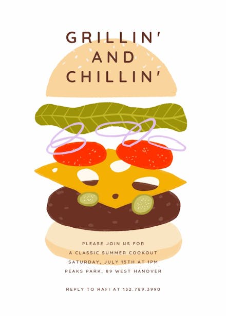 Grillin' - bbq party invitation