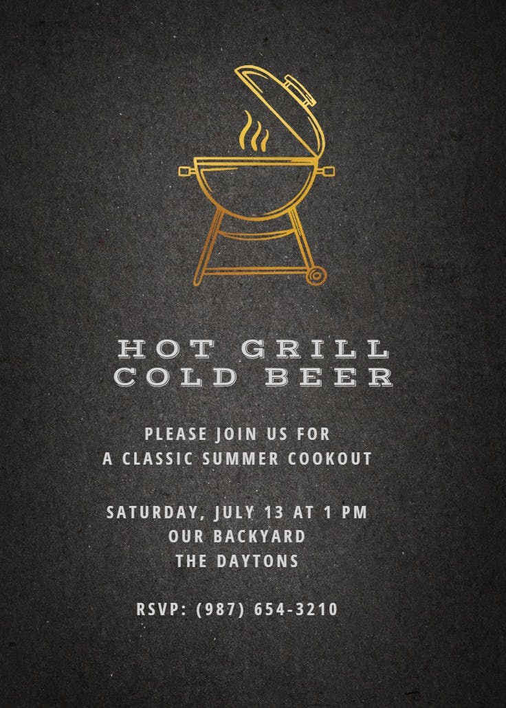 Hot grill - bbq party invitation