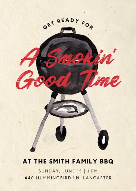 Impeccably charred - bbq party invitation