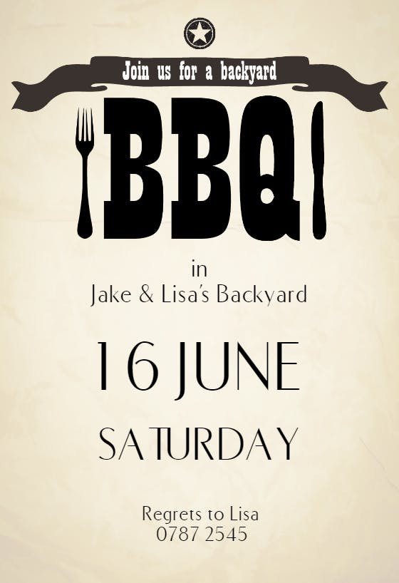 Join us for a backyard bbq - party invitation