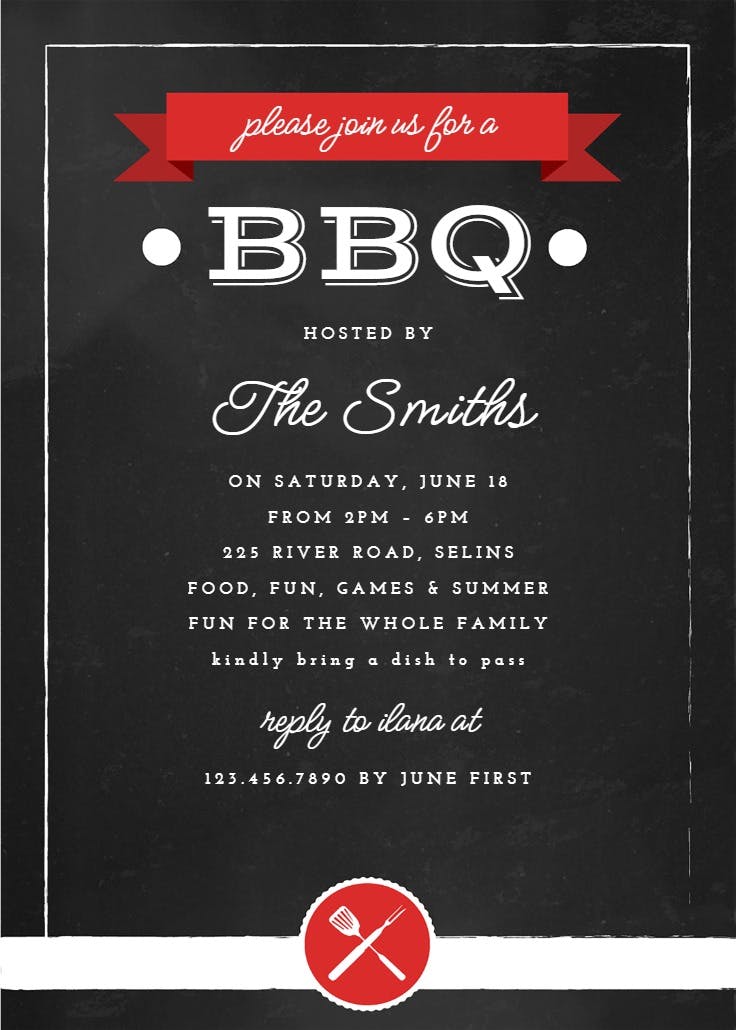 Join us for a bbq - bbq party invitation