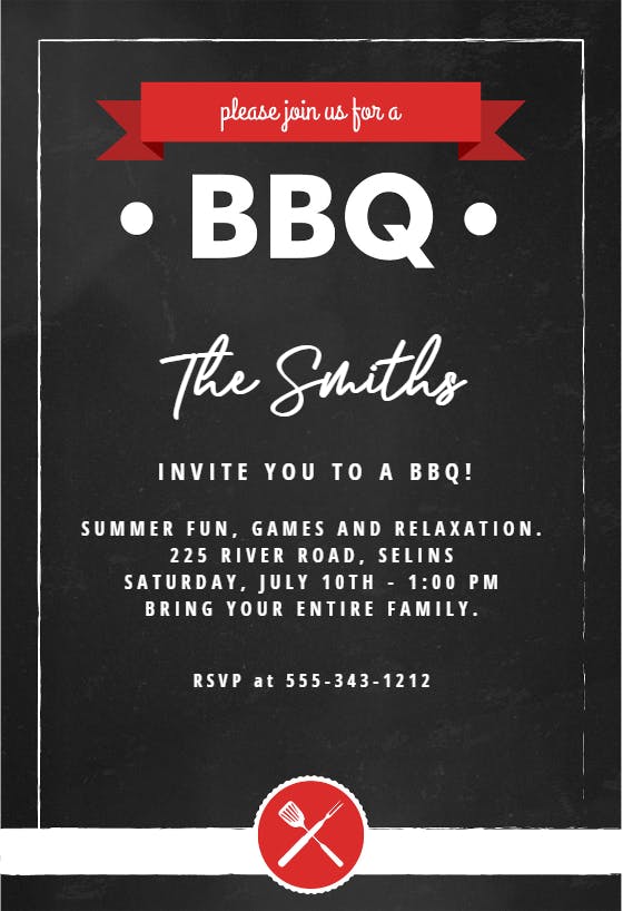 Join us for a bbq - party invitation