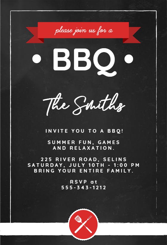 Join us for a bbq - party invitation