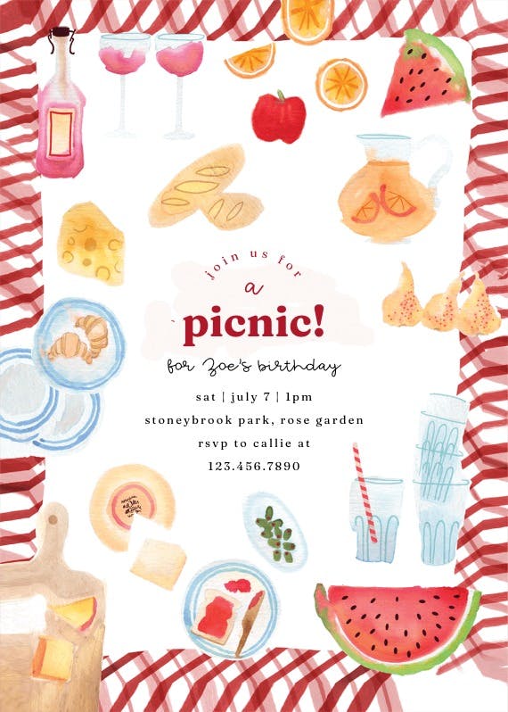 Join us for a picnic - pool party invitation