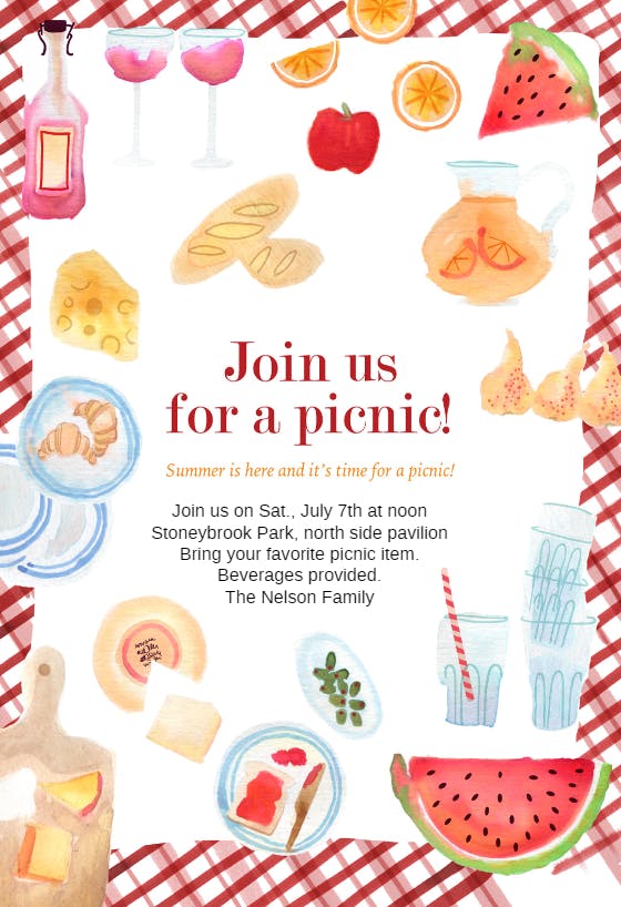 Join us for a picnic -  invitación para barbacoa