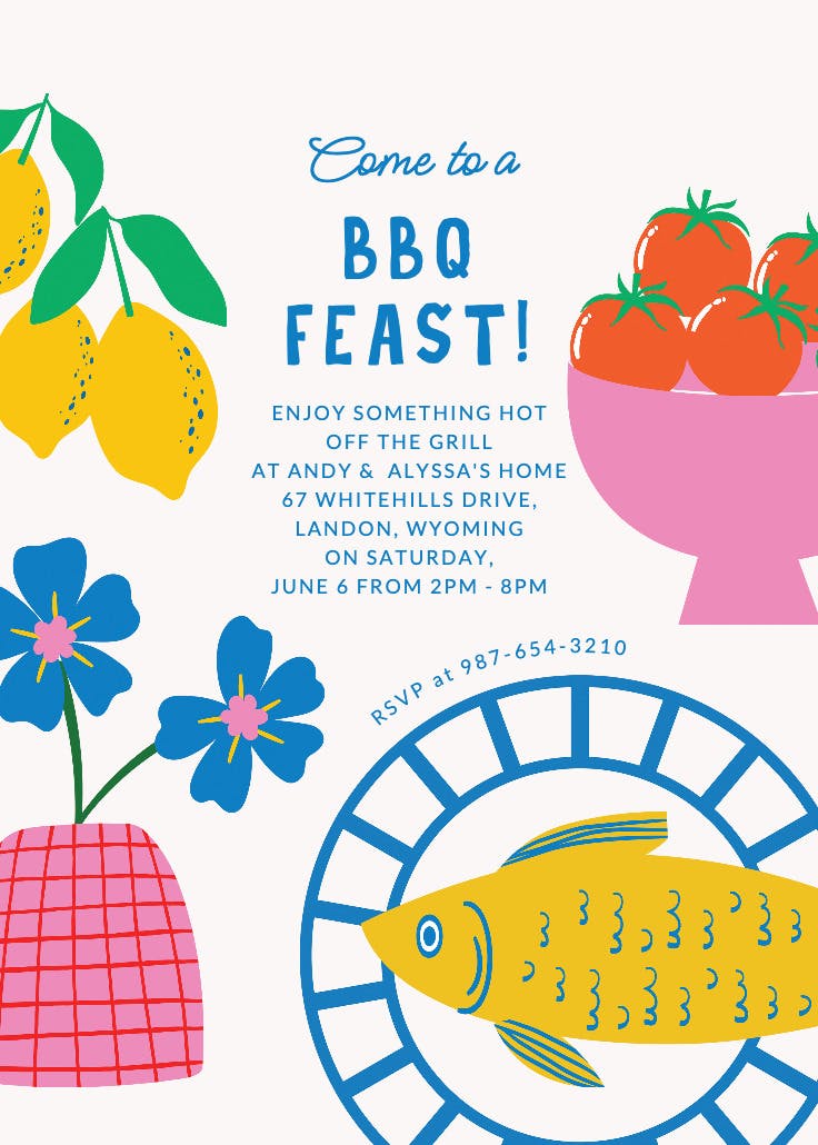 Joyful table - bbq party invitation