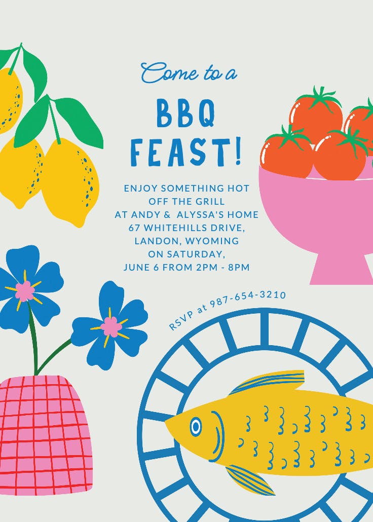 Joyful table - bbq party invitation