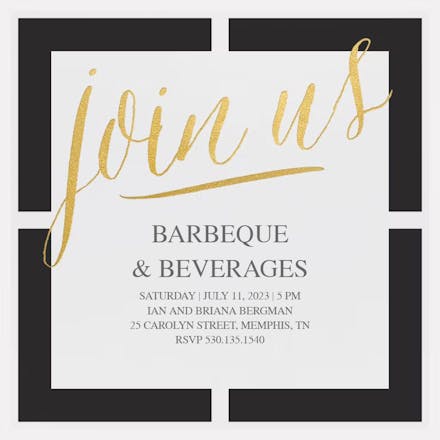 Layered Squares BBQ - BBQ Party Invitation