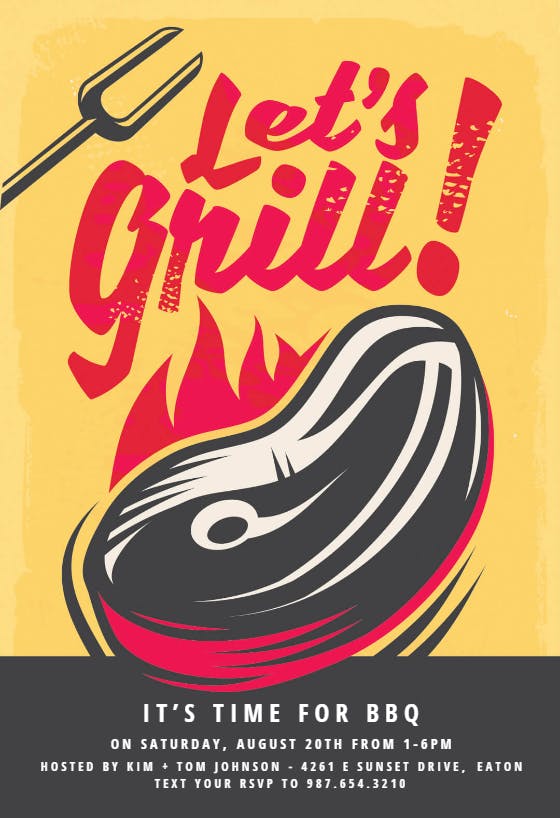 Let's grill - bbq party invitation