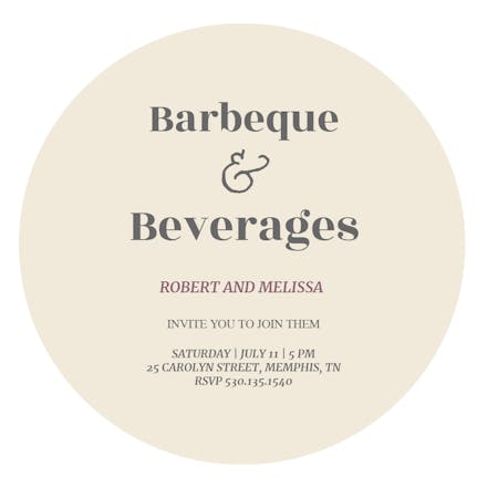 Linen Circle BBQ - BBQ Party Invitation