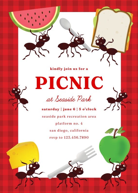 Picnic party - brunch & lunch invitation