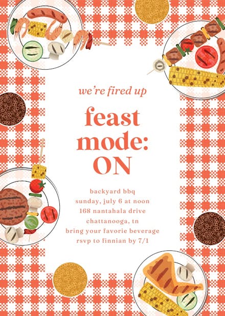 Picnic plates - bbq party invitation