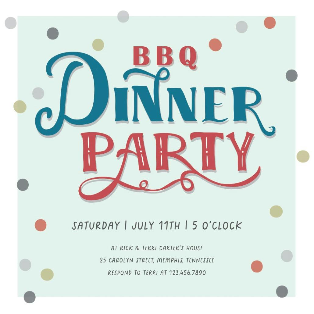 Random dinner dots bbq - bbq party invitation