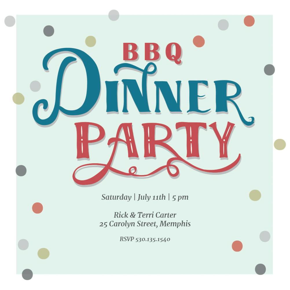 Random dinner dots bbq - bbq party invitation