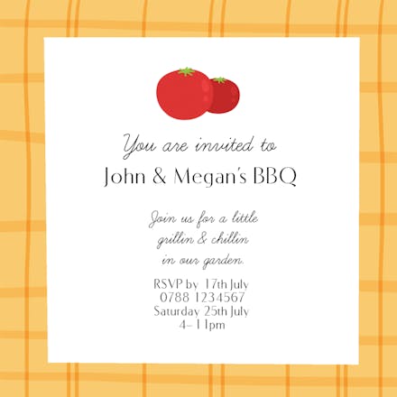 Retro Plaid Frame - BBQ Party Invitation