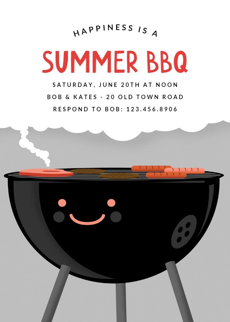 Smiling smoker - bbq party invitation