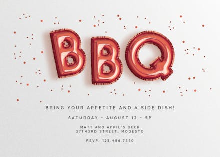 Smokin’ Balloons - BBQ Party Invitation