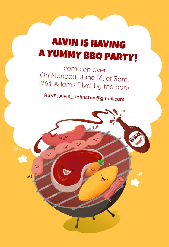 Snack and chill - bbq party invitation