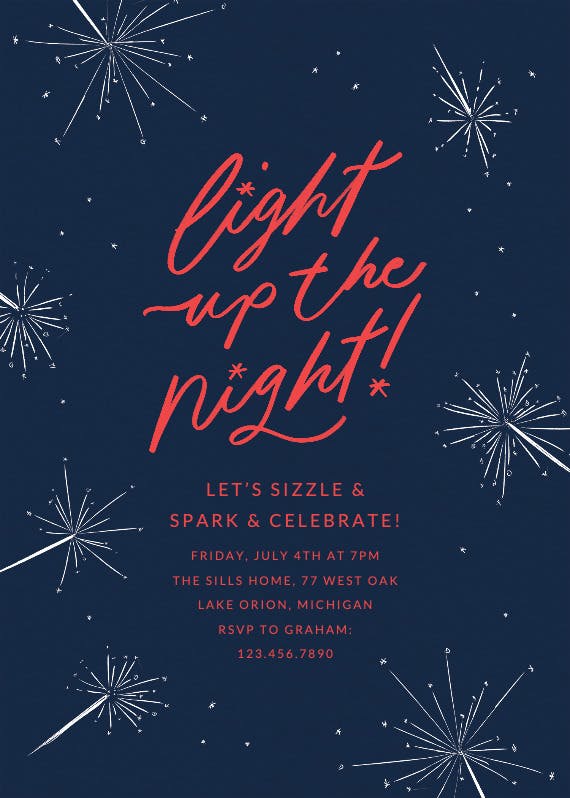 Sparklers - party invitation