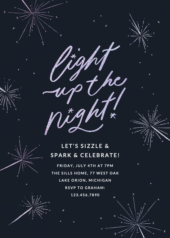Sparklers - party invitation