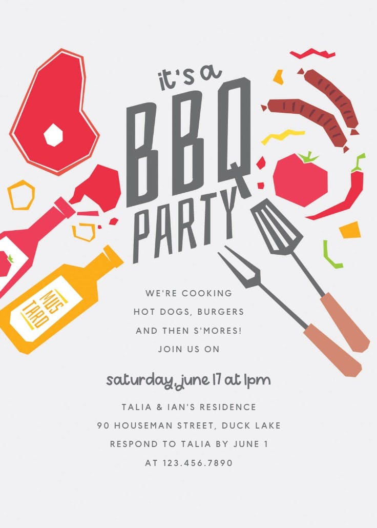 Summer night - bbq party invitation