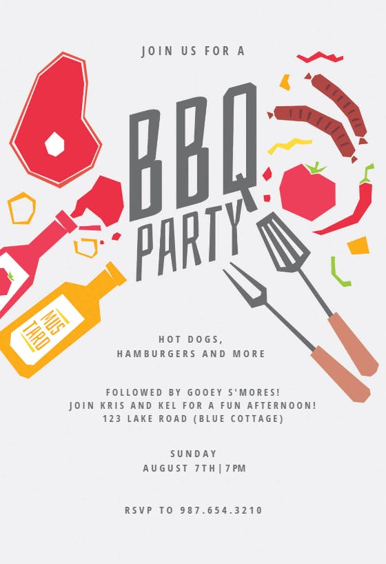 Summer night - bbq party invitation