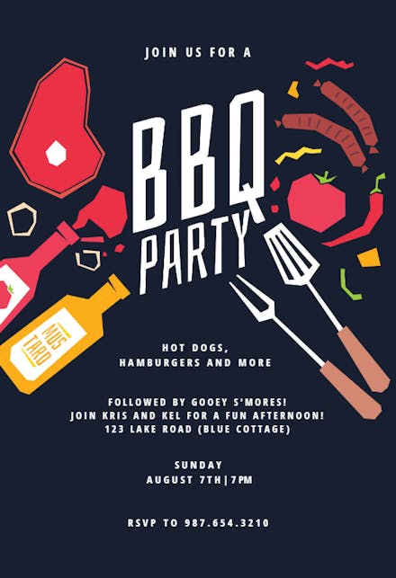 Summer Night - BBQ Party Invitation Template | Greetings Island