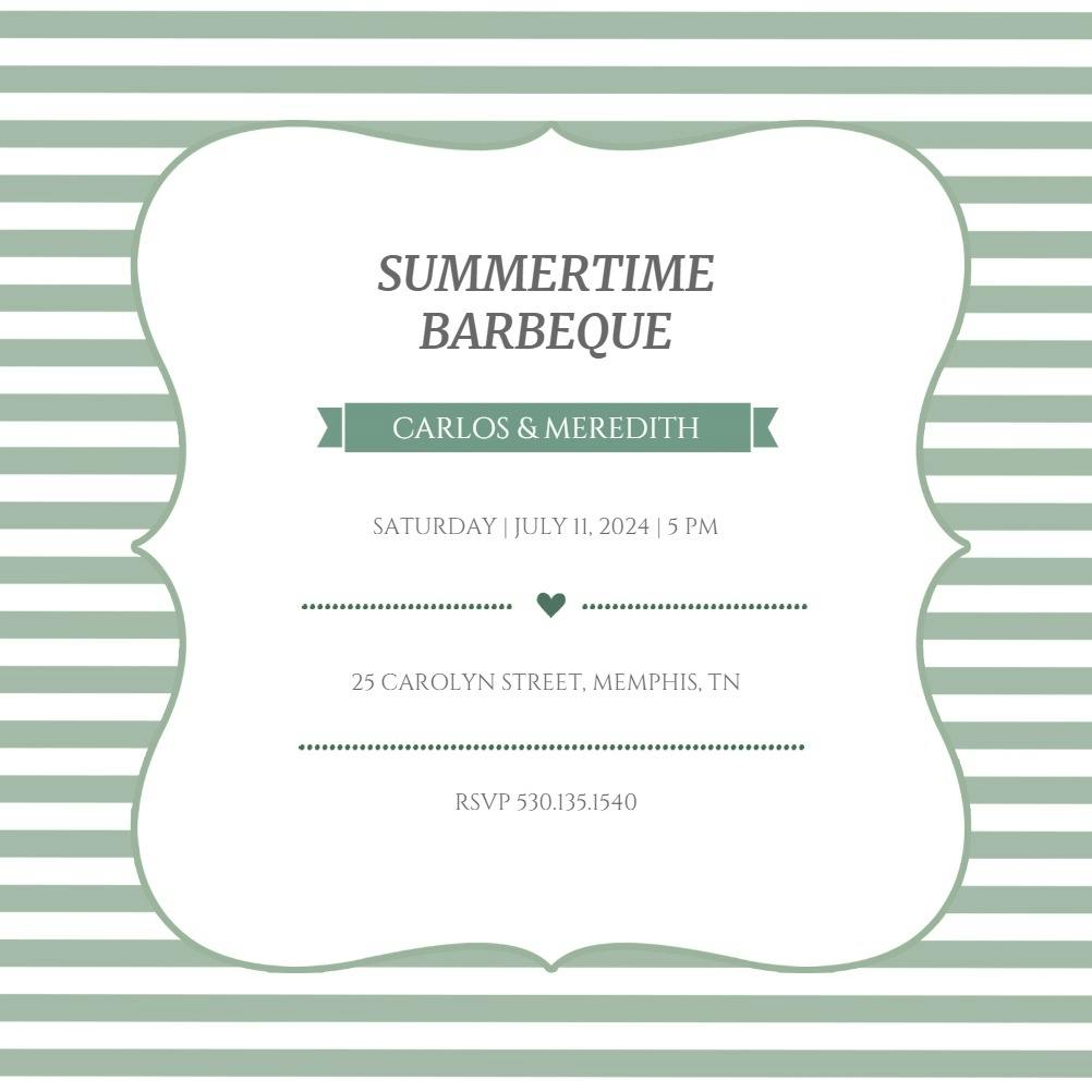 Summer stripes bbq - bbq party invitation