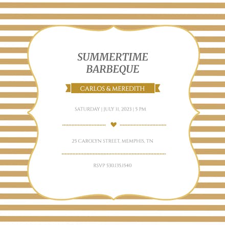 Summer Stripes BBQ - BBQ Party Invitation