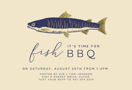 Time for Fish - BBQ Party Invitation
